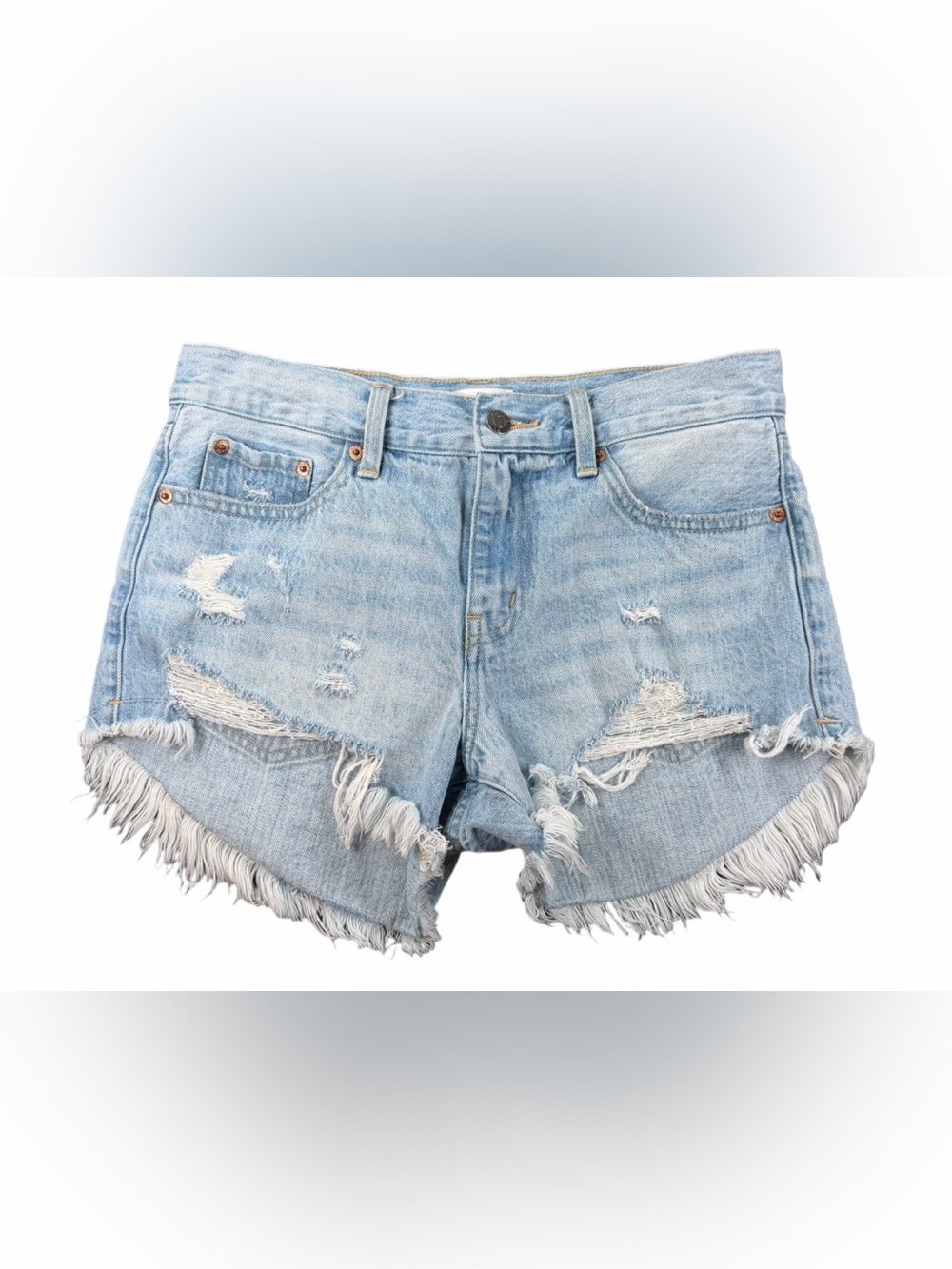 PISTOLA Light Wash Distressed Cut-Off Shorts - 26 - Picture 2 of 7